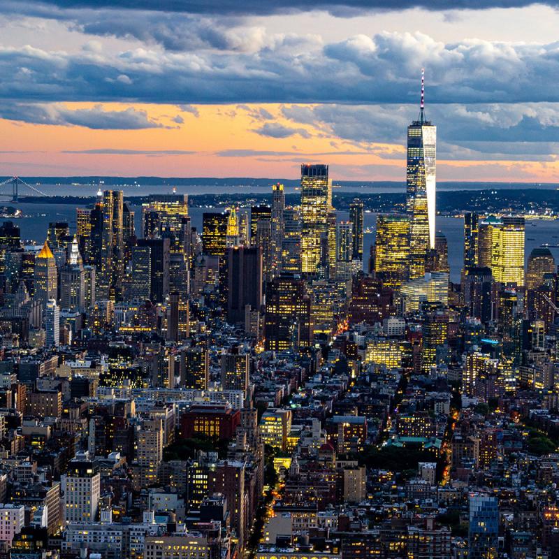 Aerial view of New York skyscrapers