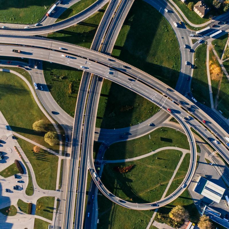 aerial view of highway